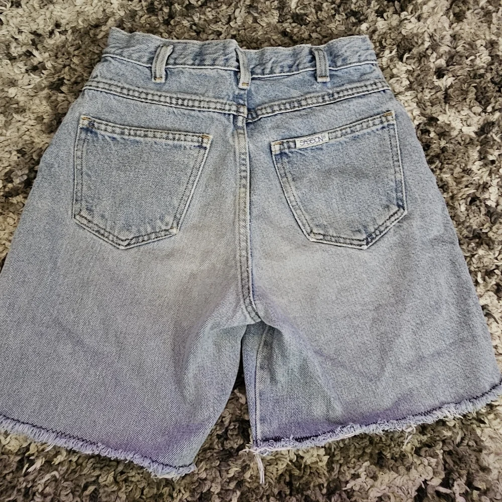 Vintage Sasson Girls Highwaisted Jean Denim Shorts With Raw Hem Size 14 - Picture 5 of 7